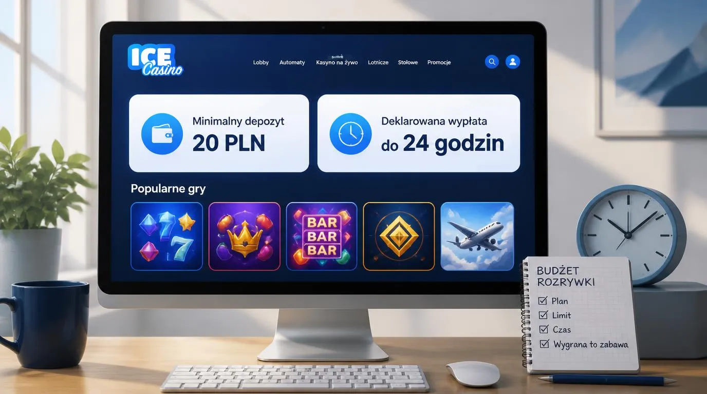Panel kasyna z depozytem 20 PLN, deklarowaną wypłatą do 24 godzin i kafelkami gier